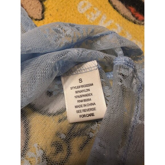 No Comment Juniors See Through Baby Blue Sheer Lace Long Sleeve Size S - Picture 4 of 6